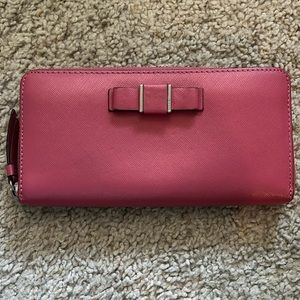 COACH pink bow zip long wallet LIKE NEW